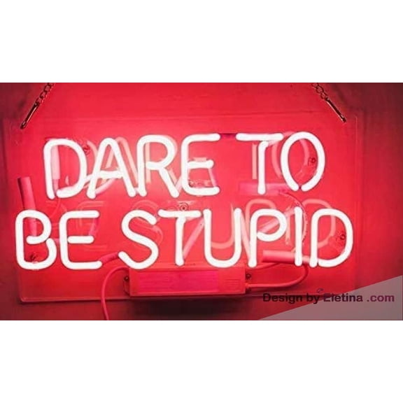 Neon Signs for Wall Decor Beer Bar Sense in Dare To Be Stupid Pink Sign Acrylic Handmade Man Cave Beer Pub Bar Lamp Light Wb Neon Led Tubing16x20inch