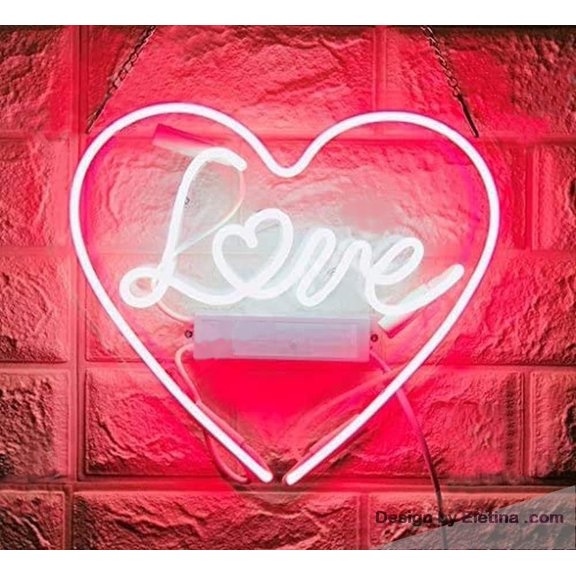 Neon Signs for Wall Decor Beer Bar in Love Heart Gift Lamp Ated Acrylic Panel Handmade Custom Design Sign Light Wd Neon Led Tubing 15x17inch