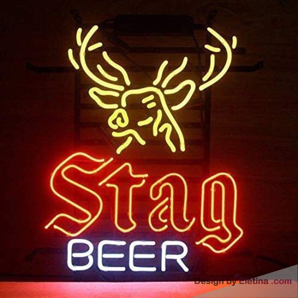Neon Signs for Wall Decor Beer Bar inin Stag Beer Deer Buck Sign Beer ...