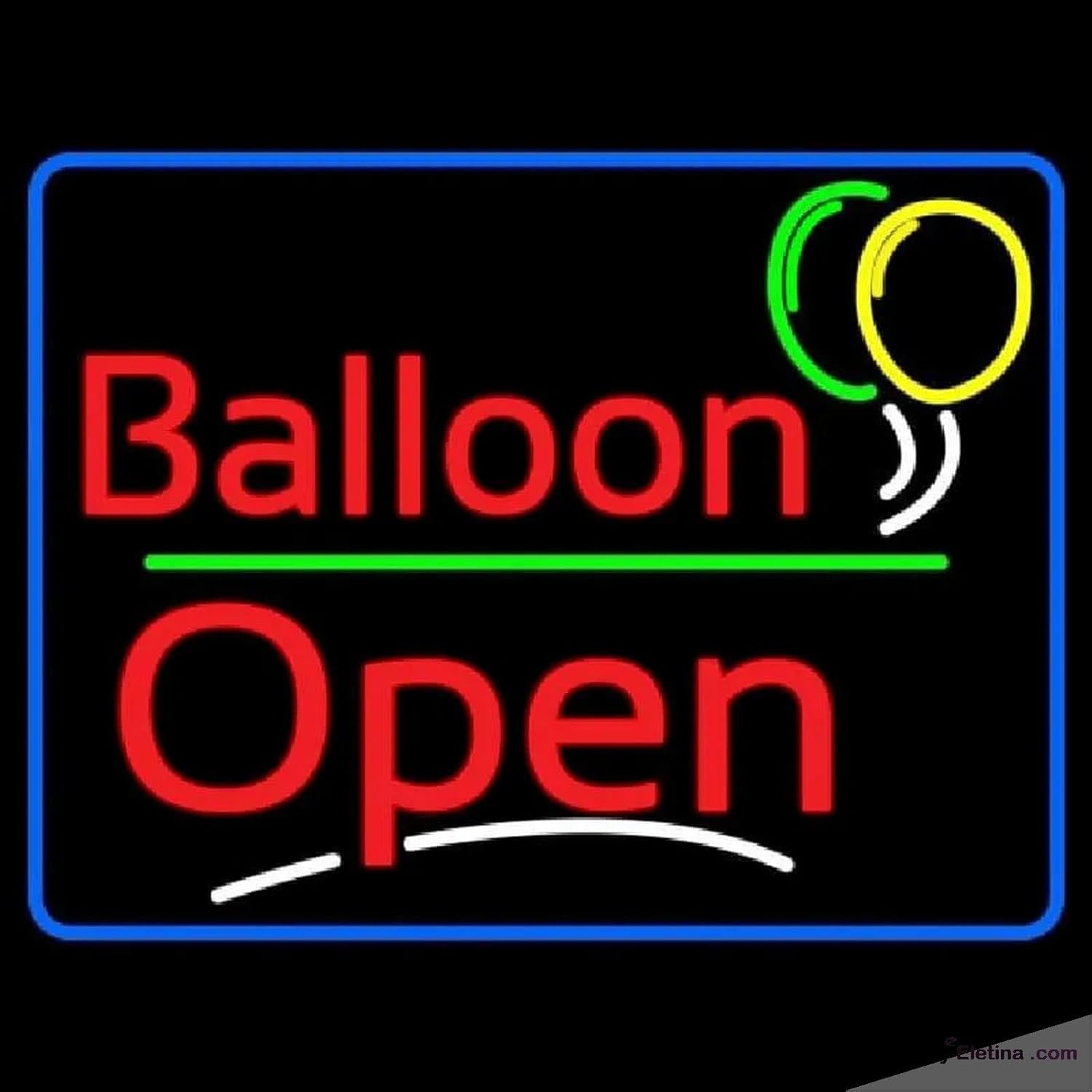 Neon Signs for Wall Decor Blue Border Open Balloon Green Line Handmade ...