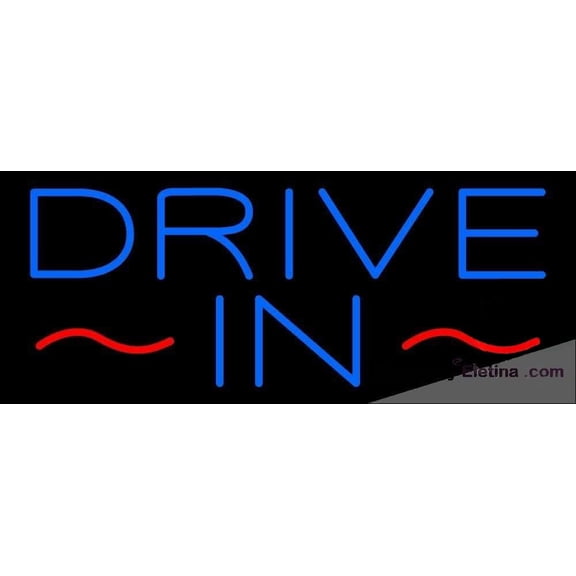 Neon Signs for Wall Decor Blue Drive In Sign Neon Led Tubing16x20inch
