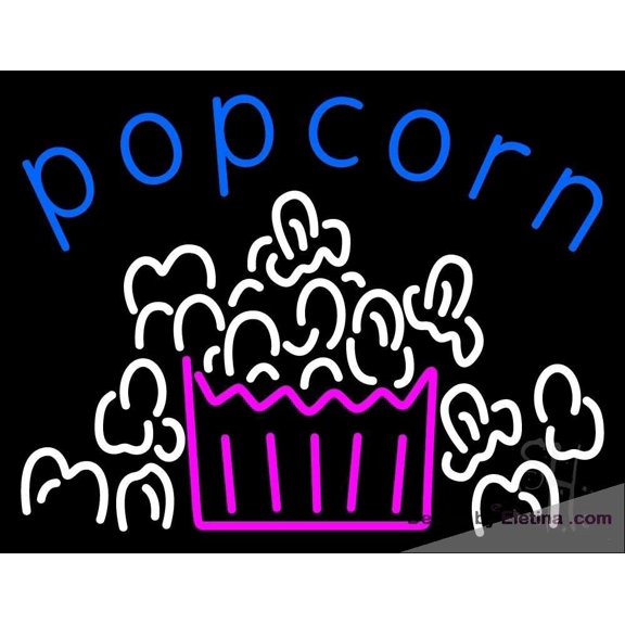 Neon Signs for Wall Decor Blue Popcorn Logo Sign Neon Led Tubing 15x17inch