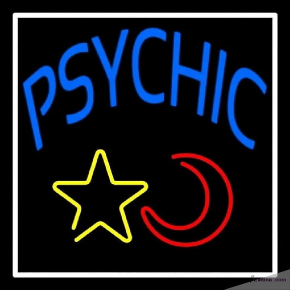 Neon Signs for Wall Decor Blue Psychic With Moon And Star Handmade Art Sign Neon Led Tubing 15x17inch