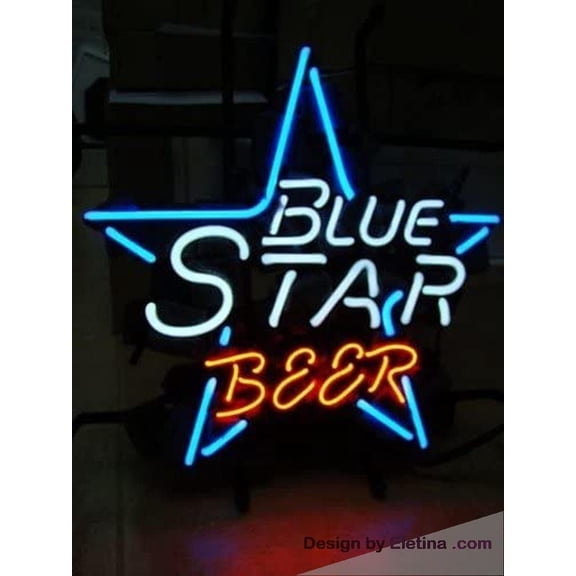 Neon Signs for Wall Decor Blue Star Beer Bar Pub Store Party Room Windows Neon Led Tubing16x20inch