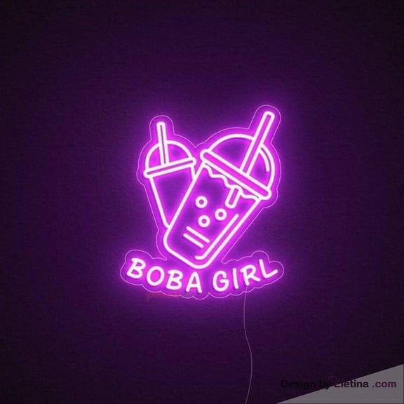 Neon Signs for Wall Decor Boba Tea Girl Sign Light Lights Party Flex Lamp Flex Neon Led Tubing16x20inch