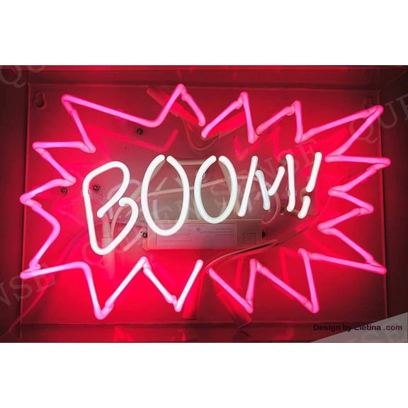 Neon Signs for Wall Decor Boom Sign Light Ated Acrylic Panel Handmade Beer Bar Pub Man Cave Lamp Ut Neon Led Tubing16x20inch