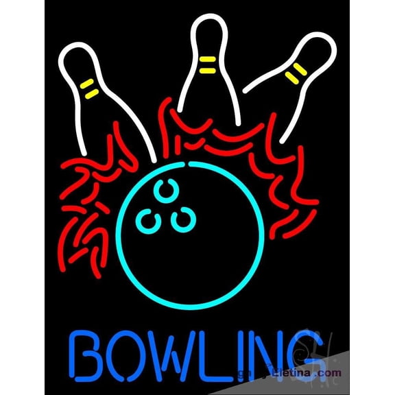 Neon Signs for Wall Decor Bowling Fire Sign Neon Led Tubing16x20inch