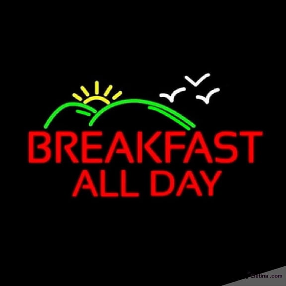 Neon Signs for Wall Decor Breakfast All Day Handmade Art Sign Neon Led Tubing16x20inch