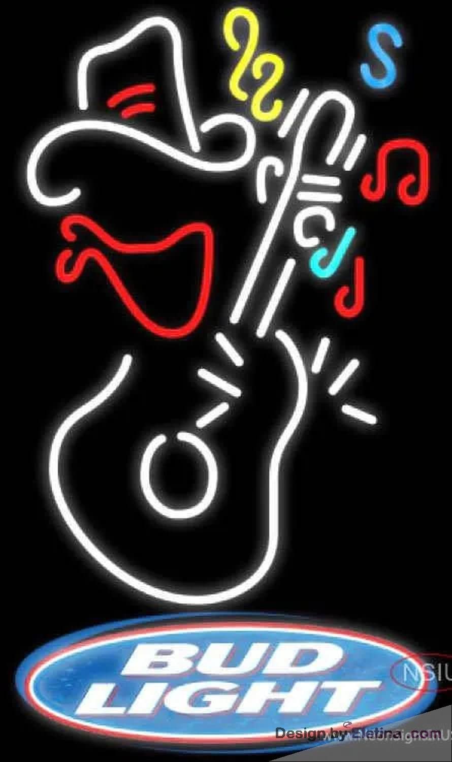 Neon Signs for Wall Decor Bud Light Cowboy Guitar Handmade Art Sign ...