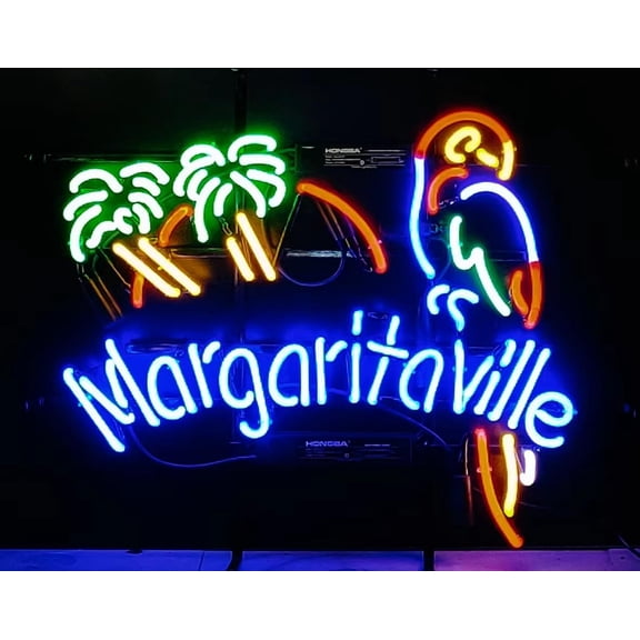 Neon Signs for Wall Decor Buffetts Margaritavilles Palm Tree Parrot Sign Acrylic Beer Pub Bar Handmade Light Ajbmipa Neon Led Tubing 15x17inch