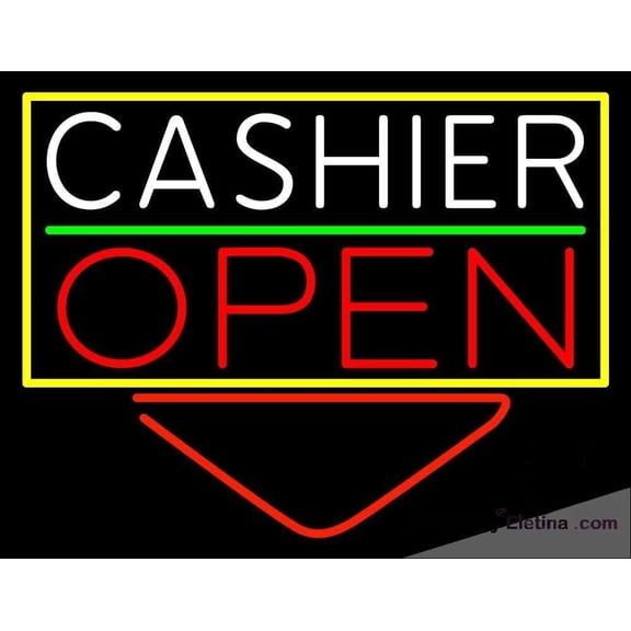 Neon Signs for Wall Decor Cashier With Arrow Open Sign Neon Led Tubing16x20inch