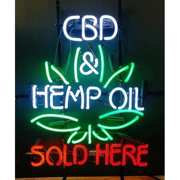 Neon Signs for Wall Decor Cbd & Hemp Oil Sold Here Sign Neon Led Tubing 15x17inch