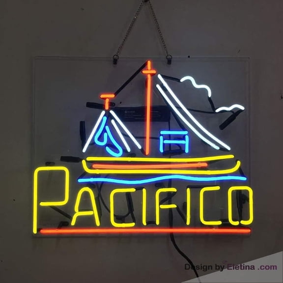 Neon Signs for Wall Decor Cerveza Pacifico Real Led Beer Bar Pub Store Party Room Window Display Neon Tubing 15x17inch