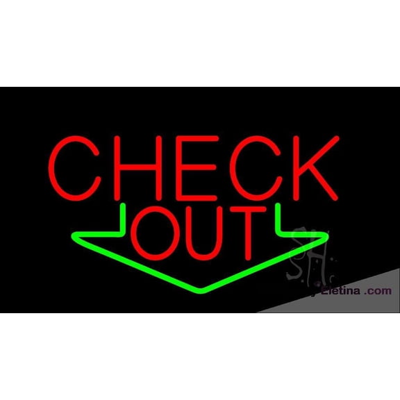 Neon Signs for Wall Decor Check Out With Down Arrow Sign Neon Led Tubing16x20inch
