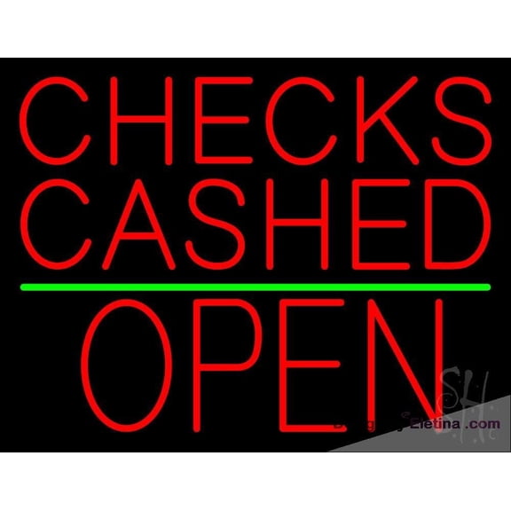 Neon Signs for Wall Decor Checks Cashed Block Open Green Line Sign Neon Led Tubing16x20inch