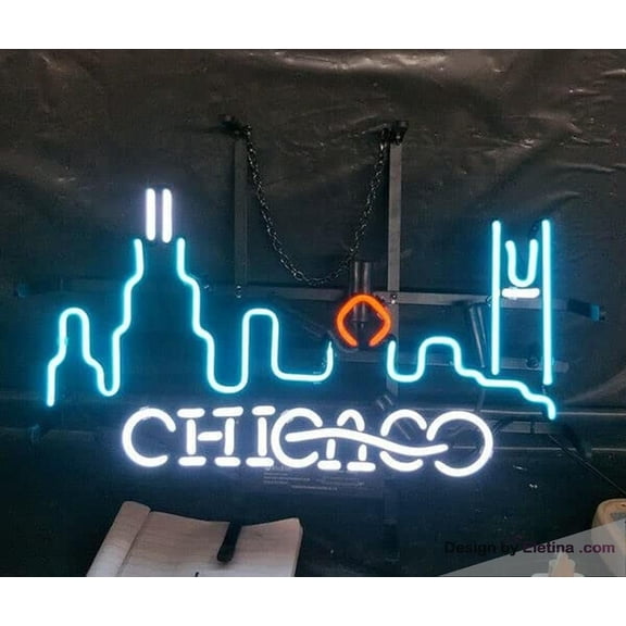 Neon Signs for Wall Decor Chicago City Sign Light Man Cave Bar Pub Beer Gift Lamp Achicagoc Neon Led Tubing16x20inch