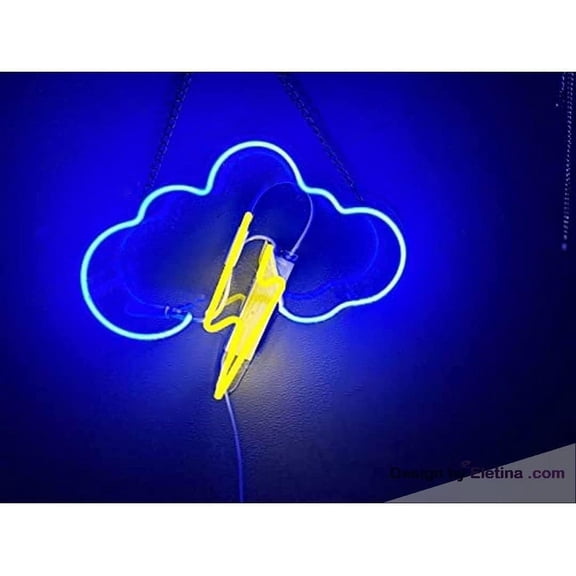 Neon Signs for Wall Decor Cloud Thunder Sign Acrylic Beer Bar Pub Handcrafted Window Light Neon Led Tubing 15x17inch