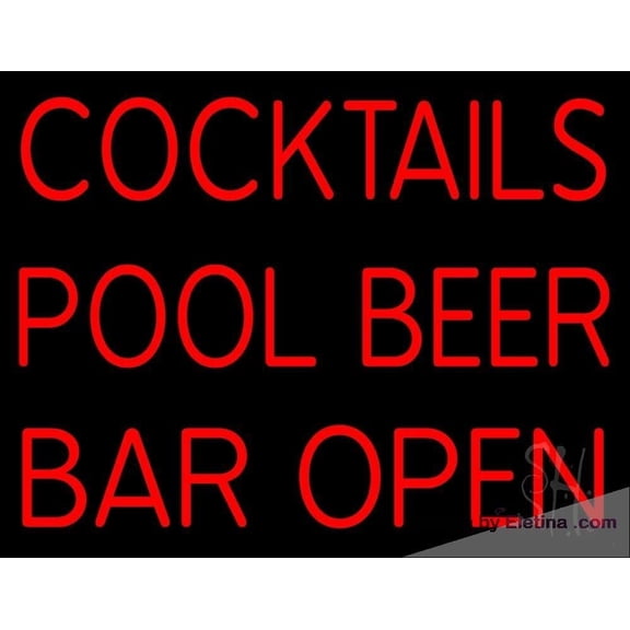 Neon Signs for Wall Decor Cocktails Pool Beer Bar Open Sign Neon Led Tubing 15x17inch