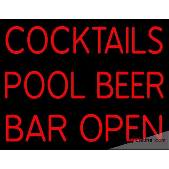 Neon Signs for Wall Decor Cocktails Pool Beer Bar Open Sign Neon Led Tubing16x20inch