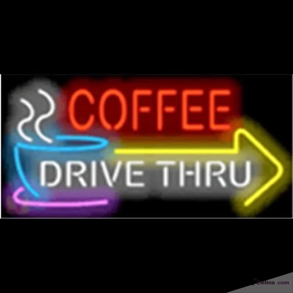 Neon Signs for Wall Decor Coffee Drive Thru With Right Arrow Handmade Art Sign Neon Led Tubing16x20inch