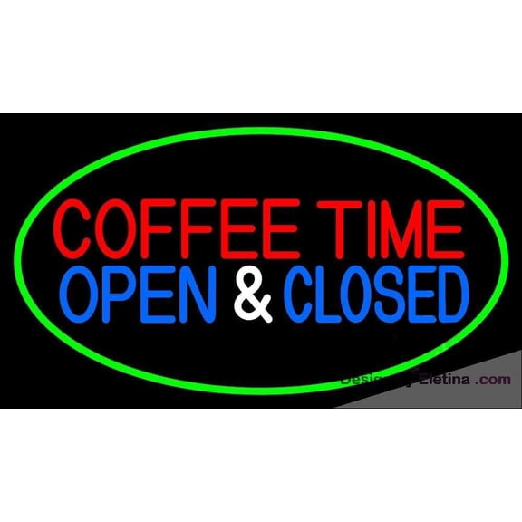 Neon Signs for Wall Decor Coffee Time Open Closed Sign Neon Led Tubing16x20inch