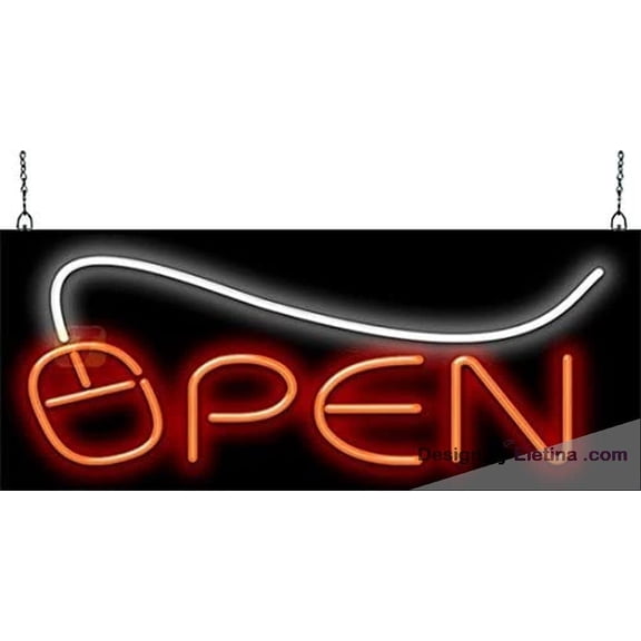 Neon Signs for Wall Decor Computer Mouse Open Sign Neon Led Tubing 15x17inch