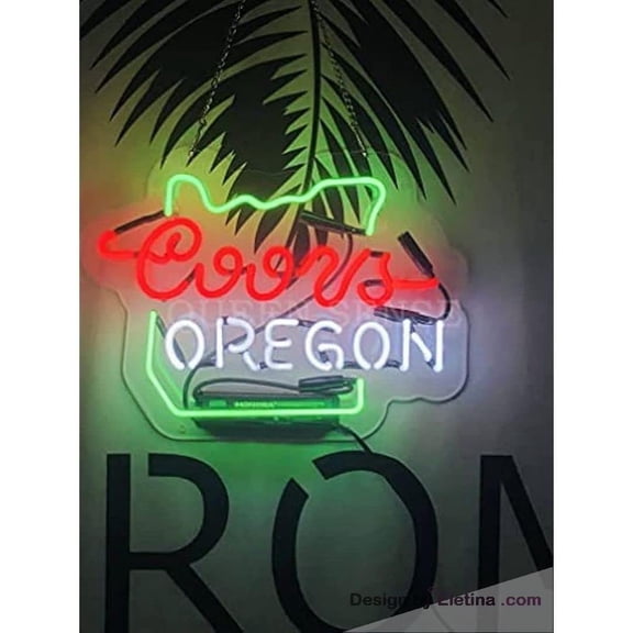Neon Signs for Wall Decor Coor Light Oregon Sign Acrylic Pub Bar Handmade Light Neon Led Tubing 15x17inch