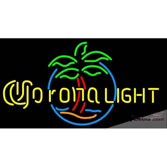 Neon Signs for Wall Decor Corona Light Palm Tree Circle Beer Sign Neon Led Tubing16x20inch