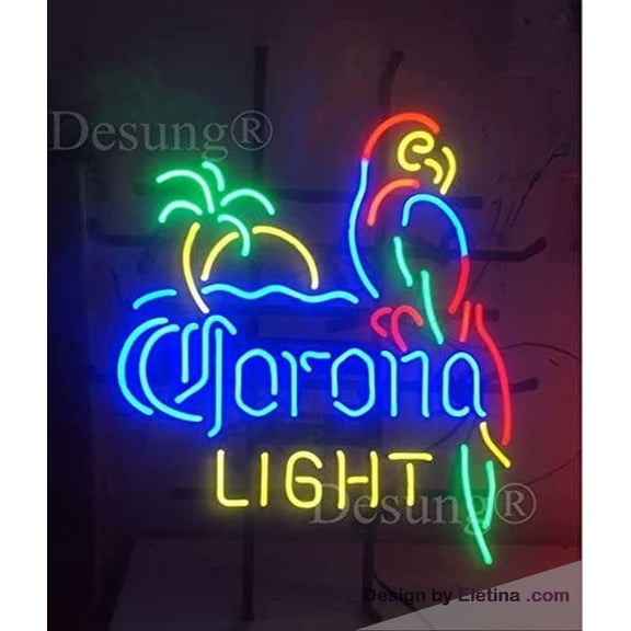 Neon Signs for Wall Decor Coronas Light Palm Tree Parrot Sign Light Man Cave Bar Pub Beer Gift Lamp Aclip Neon Led Tubing16x20inch
