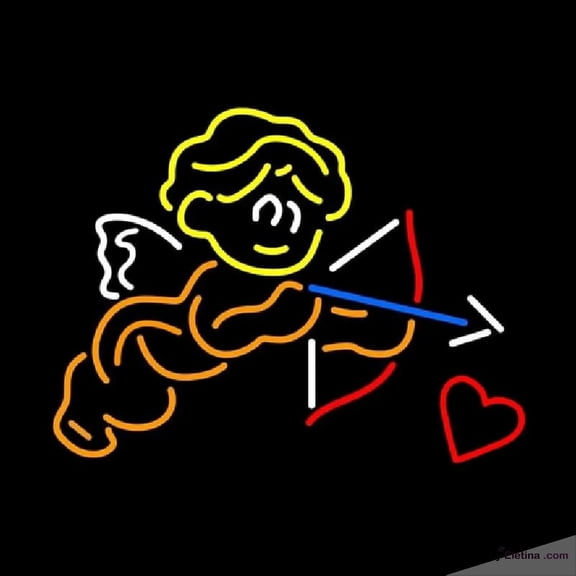 Neon Signs for Wall Decor Cupid Heart Handmade Art Sign Neon Led Tubing 15x17inch