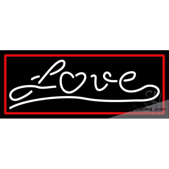 Neon Signs for Wall Decor Cursive Love With Red Border Sign Neon Led Tubing16x20inch