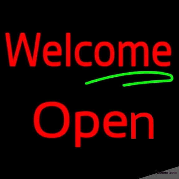 Neon Signs for Wall Decor Cursive Welcome Open Handmade Art Sign Neon Led Tubing 15x17inch
