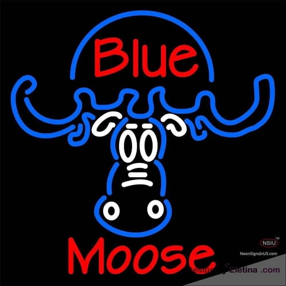 Neon Signs for Wall Decor Custom Blue Moose Head Handmade Art Sign Neon Led Tubing16x20inch