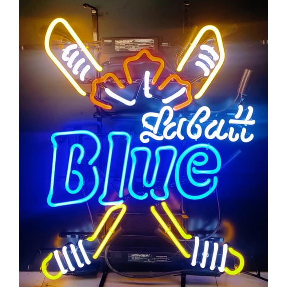 Neon Signs for Wall Decor Custom Labatts Blue Hockey Sign Man Cave Sports Bar Pub Beer Lights Lamp Led Light Neon Tubing16x20inch