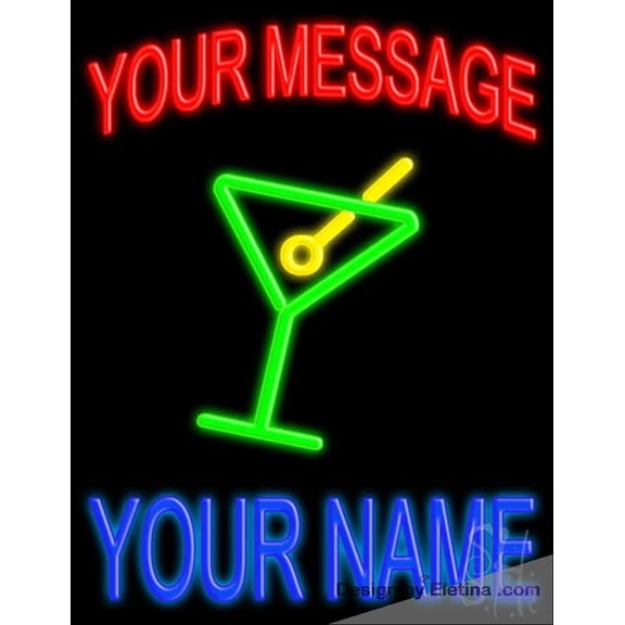 Neon Signs for Wall Decor Custom Name With Martini Led Sign Neon Tubing 15x17inch
