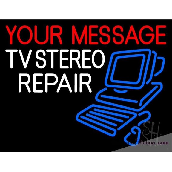 Neon Signs for Wall Decor Custom White Tv Stereo Repair Sign Neon Led Tubing 15x17inch
