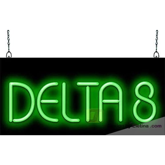 Neon Signs for Wall Decor Delta Sign - Wide " High - Real, Hand Bent Tubing - Green Letters Neon Led 15x17inch
