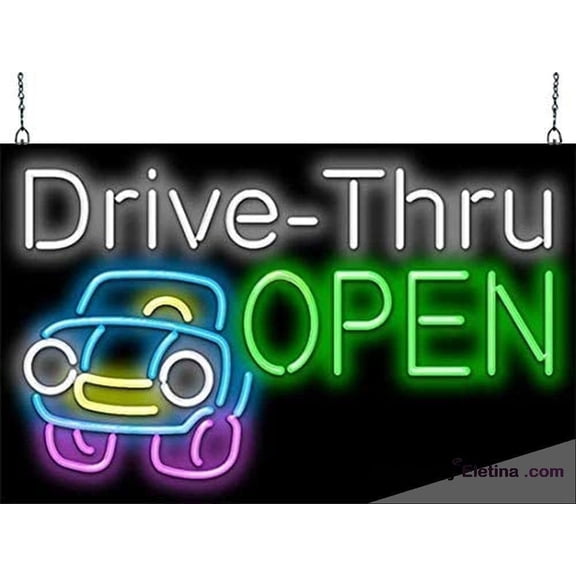 Neon Signs for Wall Decor Drive-thru Open Sign Neon Led Tubing16x20inch