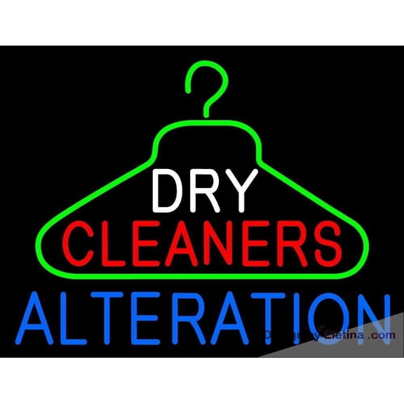 Neon Signs for Wall Decor Dry Cleaners Hanger Logo Alteration Sign Neon Led Tubing16x20inch