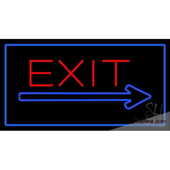 Neon Signs for Wall Decor Exit Rectangle Blue Sign Neon Led Tubing16x20inch
