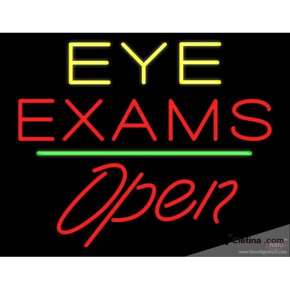 Neon Signs for Wall Decor Eye Exams Open Green Line Handmade Art Sign Neon Led Tubing16x20inch
