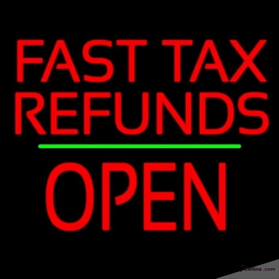 Neon Signs for Wall Decor Fast Ta Refunds Block Open Green Line Handmade Art Sign Neon Led Tubing 15x17inch