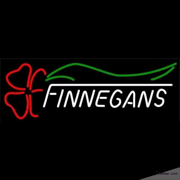 Neon Signs for Wall Decor Finnegans With Clover Whiskey Beer Sign Handmade Art Sign Neon Led Tubing16x20inch