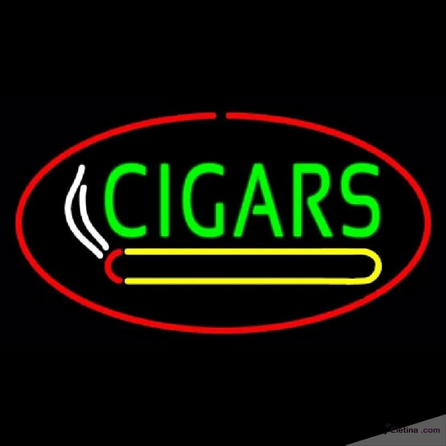 Neon Signs for Wall Decor Green Cigars Logo Red Oval Handmade Art Sign ...