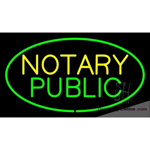 Neon Signs for Wall Decor Green Notary Public Sign Neon Led Tubing16x20inch