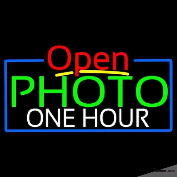 Neon Signs for Wall Decor Green Photo One Hour With Open Handmade Art Sign Neon Led Tubing16x20inch
