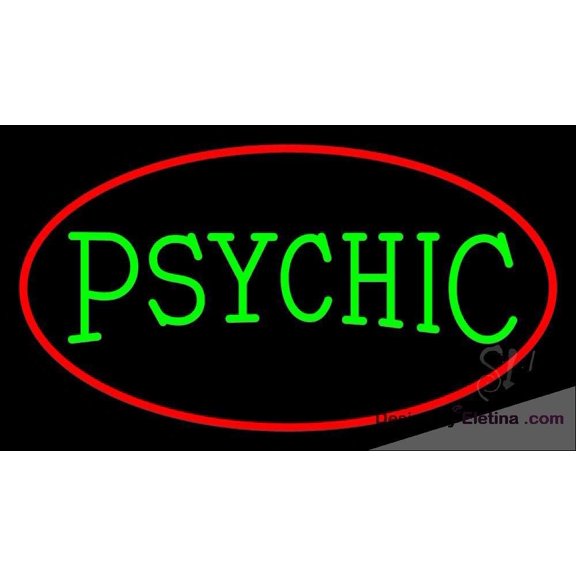 Neon Signs for Wall Decor Green Psychic With Red Border Sign Neon Led Tubing16x20inch