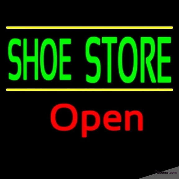 Neon Signs for Wall Decor Green Shoe Store Open Handmade Art Sign Neon Led Tubing16x20inch