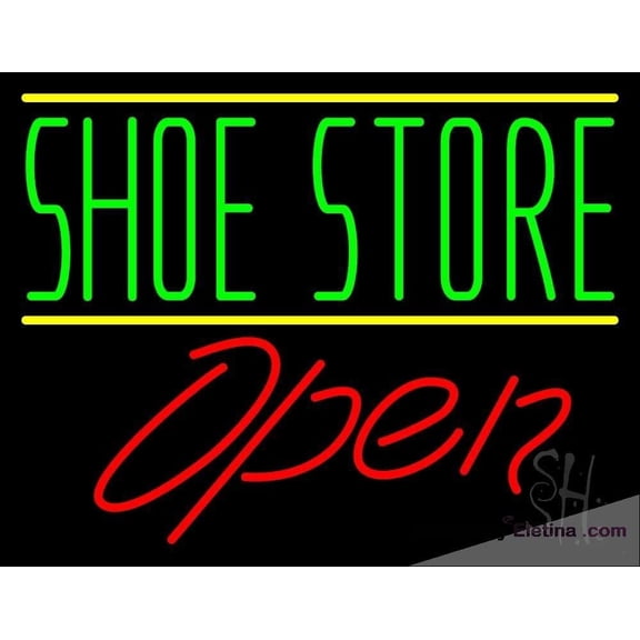 Neon Signs for Wall Decor Green Shoe Store Open Sign Neon Led Tubing 15x17inch