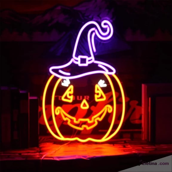 Neon Signs for Wall Decor Halloween Pumpkin Sign Light Lights Party Flex Lamp Flex Neon Led Tubing16x20inch